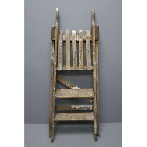 710A - Set of Vintage Wooden 3 Tier Folding Step Ladders