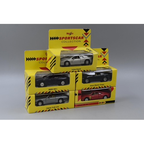 191 - Collection of Five Die-Cast Shell Sportscar Models to Include, Lotus Esprit, Aston Martin Virage, BM... 