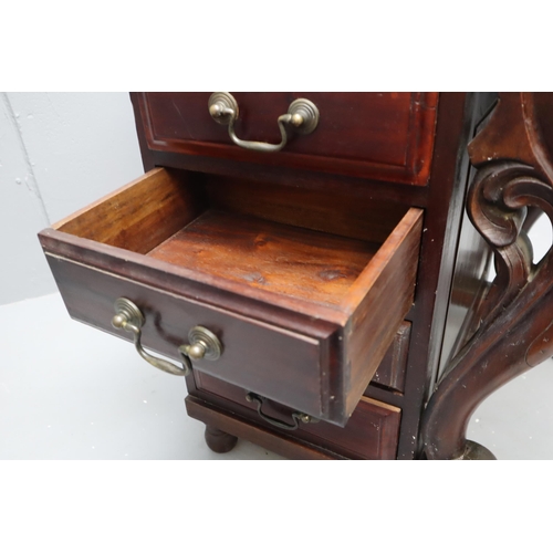 618 - Victorian style dark wood Davenport writing desk with 8 external and 8 internal drawers measures 34