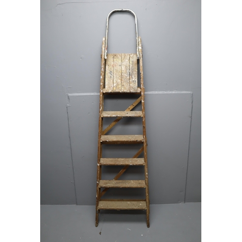 711 - Set of Vintage Wooden 6 Tier Folding Step Ladders