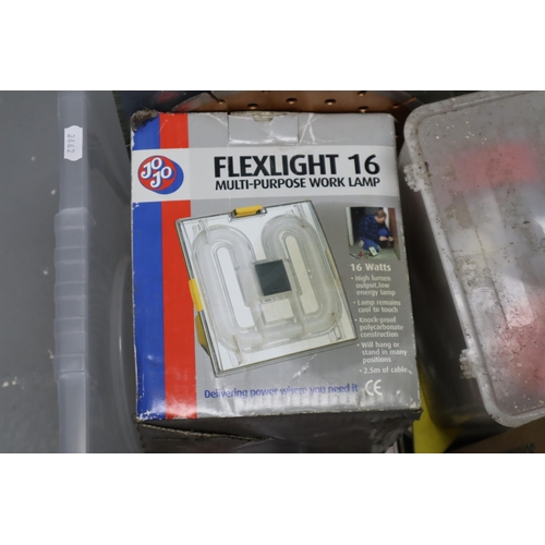 875 - Large Tub Full of Contents to include Multi-Purpose Work Lamp, Wall Mout Floodlight, Nylon Rope, Cut... 