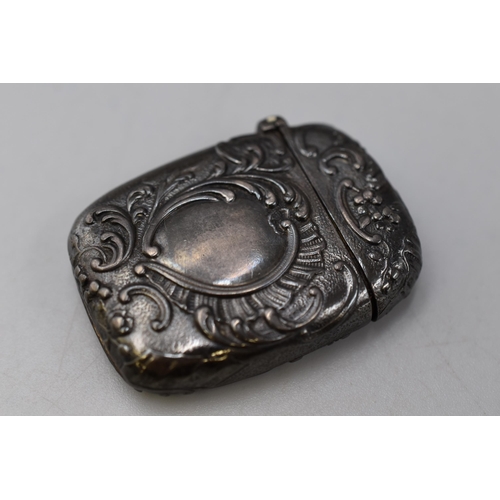 14 - Hallmarked Victorian GE&S Edinburgh Silver Vesta Case, Circa 1889