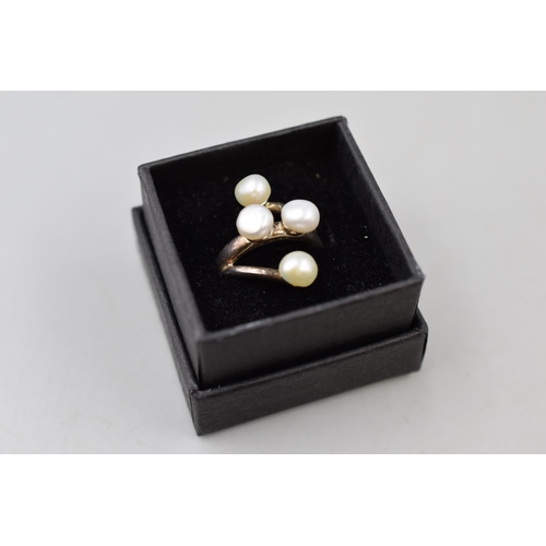 17 - Silver 925 Pearl Stoned Ring size L