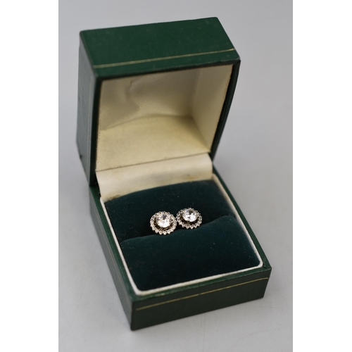 39 - Pair of Silver 925 Clear Stoned Earrings Complete with Presentation Box