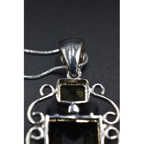 45 - Silver 925 Smokey Quartz Pendant Necklace Complete with Presentation Box