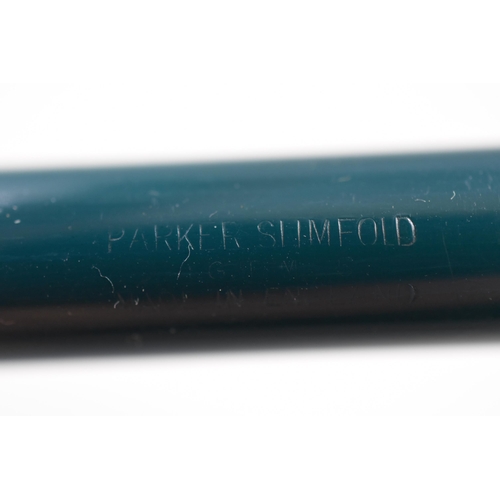 52 - 1970's Parker Slimfold Fountain Pen With 14ct Gold Nib, In Green