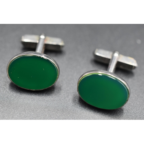 60 - Pair of Silver 925 Agate Stoned Cufflinks Complete with presentation Box