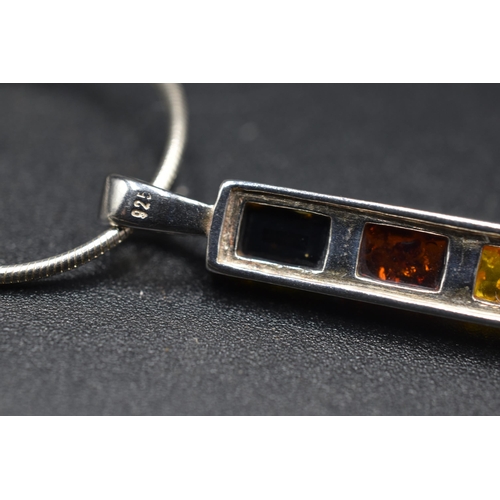 70 - Silver 925 Amber Necklace Complete in Presentation Box