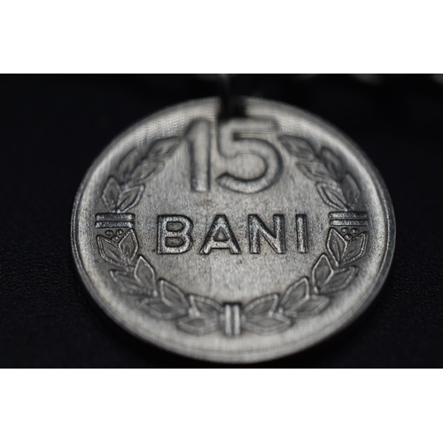 80 - Sterling Silver Bracelet with 10 Romanian 15 Bani Coins