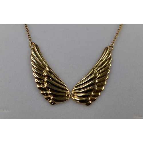 89 - Silver 925, Gold Tone Wing Pendant Necklace Complete in Presentation Box