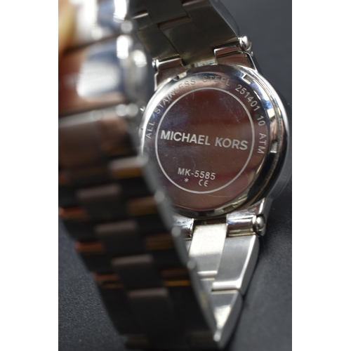 96 - Michael Kors MK5585 Crystallized Stainless Steel Chronograph Watch (Working)