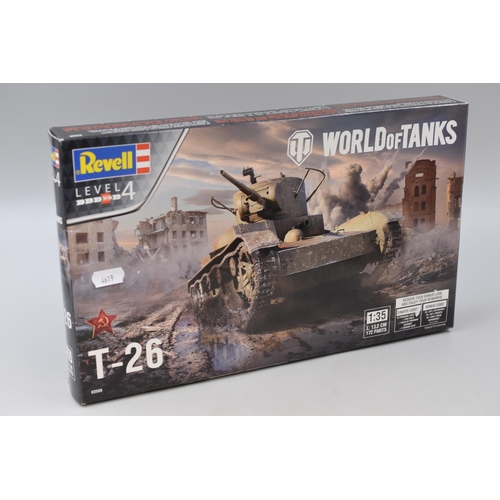 614 - A Revell World of Tanks T-26 1:35 Scale Model Kit, Appears Sealed