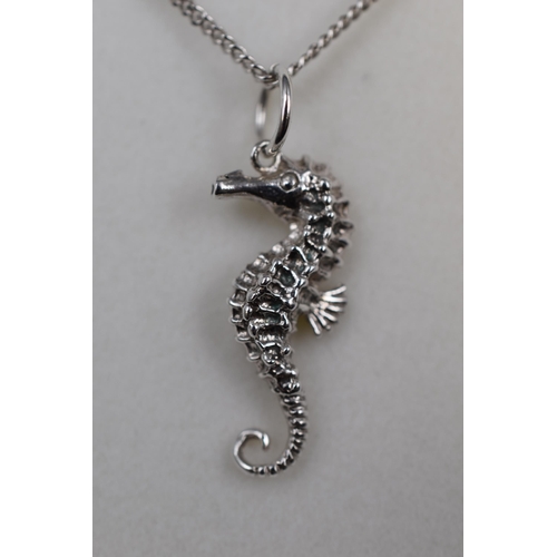 103 - Silver 925, Seahorse Pendant Necklace Complete in Presentation Box