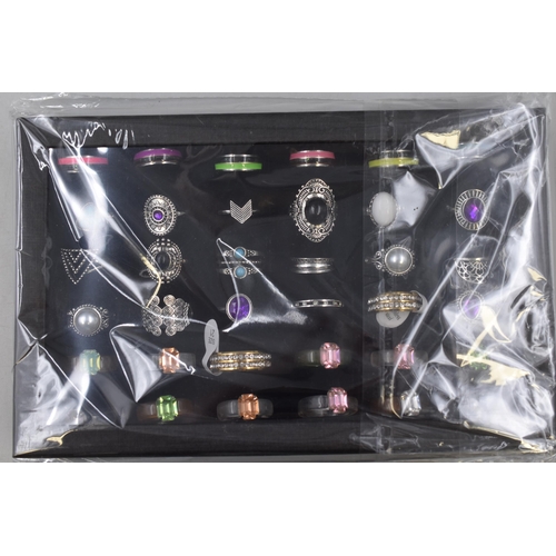 152 - Thirty Six Various Rings, in Ring Display Box. includes Mood Rings