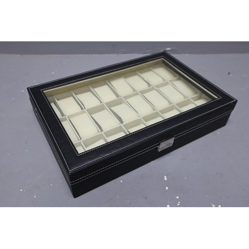 786 - A Faux Black Leather 24 Watch Display Box