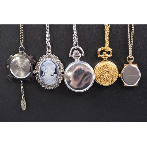 154 - Five Pendant Watch Necklaces 