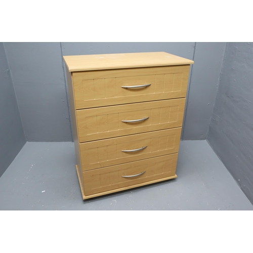 655 - Chest of 4 Drawers Measures 78cm wide x 41 deep x 100cm tall. No Postage