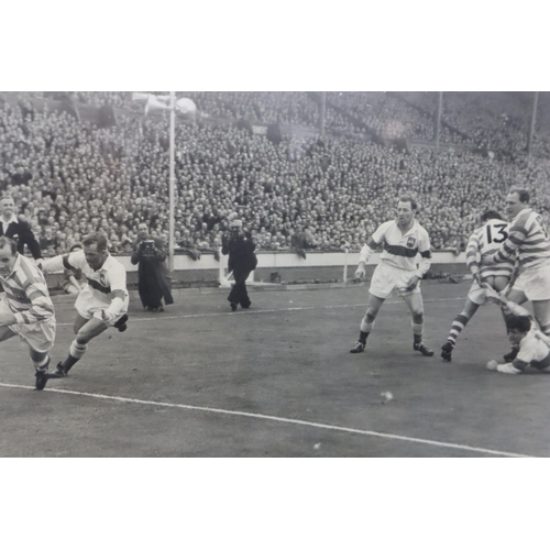 819 - Four Large Vintage Wigan Rugby Framed and Glazed Photographs Approx 65 x 56 cm