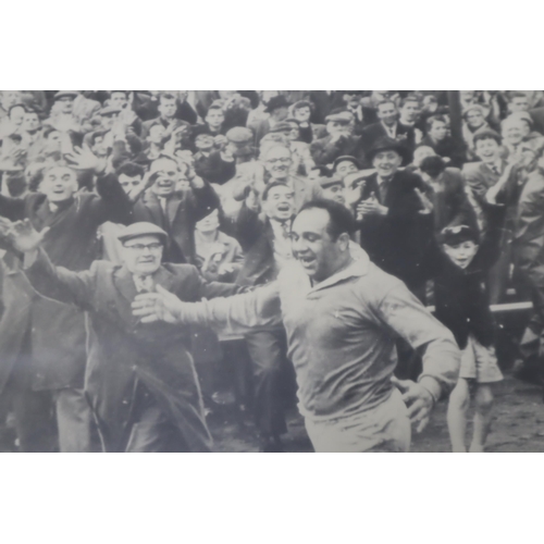 819 - Four Large Vintage Wigan Rugby Framed and Glazed Photographs Approx 65 x 56 cm