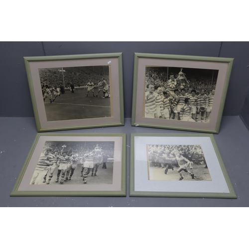 819 - Four Large Vintage Wigan Rugby Framed and Glazed Photographs Approx 65 x 56 cm