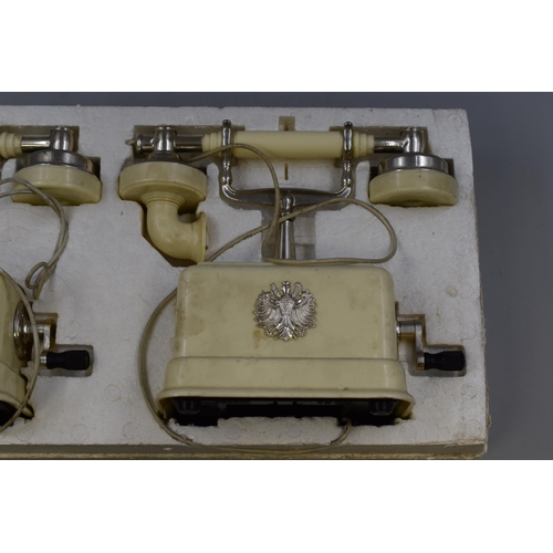 699 - Geobra intercom vintage telephone set, baattery operated, untested