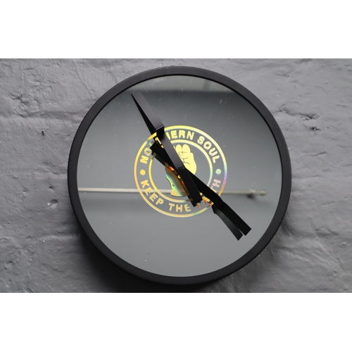 852 - New Northern Soul Mirrored Wall Clock with Box. AF