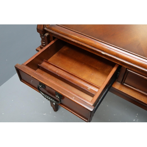 700 - Dark wood writing bureau with 4 internal and 2 external drawers measures 43