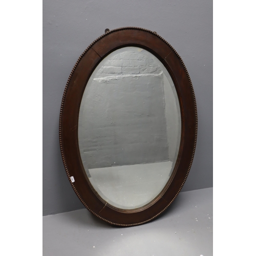 726 - Edwardian Wood Backed Oak Framed Mirror with Bevel Edged Glass (34