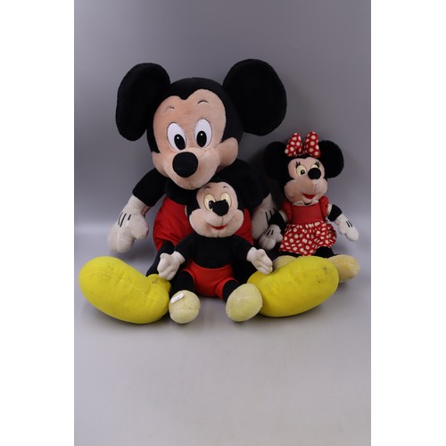 857 - Two Vintage Mickey mouse soft toys and one Minnie Mouse (23