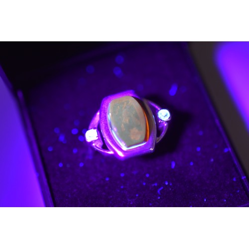 13 - Silver 925 Amber Stoned Ring complete with Presentation Box