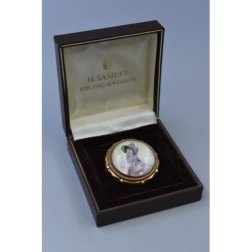 22 - Thomas L Mott Hand Painted Gilt Brooch (45mm Dia) Complete with Presentation Box