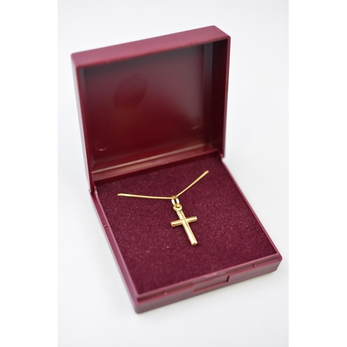 27 - Gold 375 (9ct) Cross Pendant Necklace Complete with Presentation Box