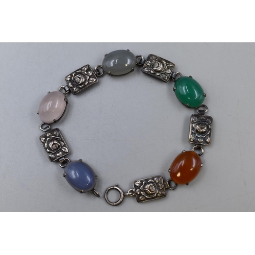 37 - Vintage Silver Agate Bracelet