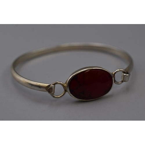 51 - Vintage Silver 925 red jasper styled bangle