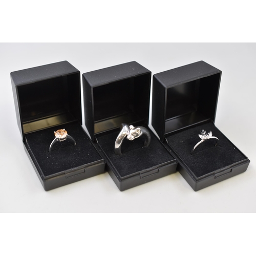 54 - Three Silver 925 Rings in Presentation Boxes