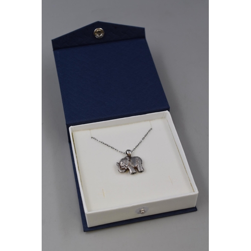 57 - Silver 925 Elephant Pendant Necklace Complete in Presentation Box