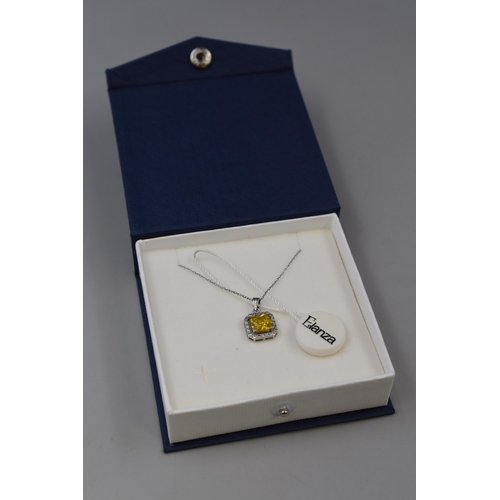 68 - Silver 925 Yellow Stoned Necklace Complete in Presentation Box