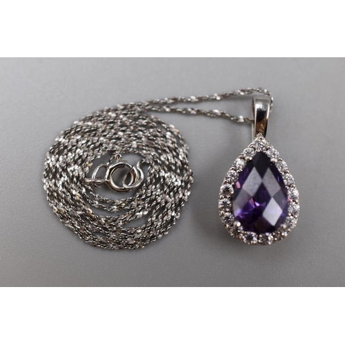 78 - Silver 925 Amethyst pendant on chain