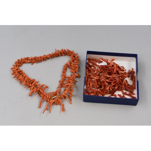 86 - Vintage Coral Necklace and a secondary Necklace for spares or repairs