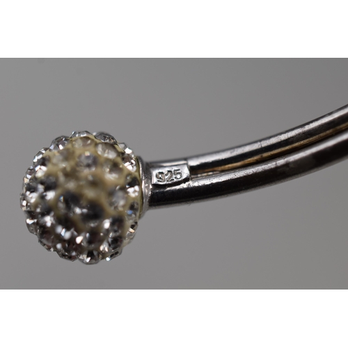 88 - Silver 925 torque bangle with silver gem stoned styled balls on each side