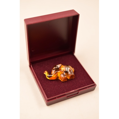 239 - Amber Elephant Pendant Complete with Presentation Box