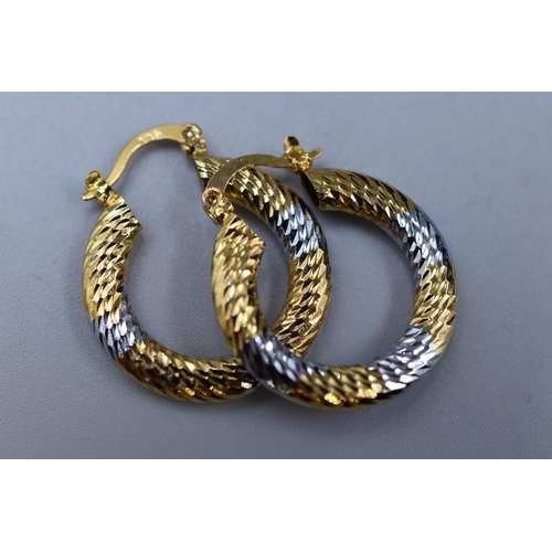 99 - A Pair of Two Tone Gold Earrings (Marked '750', Approx 3.38g), With New Chronograph Style Gents Watc... 