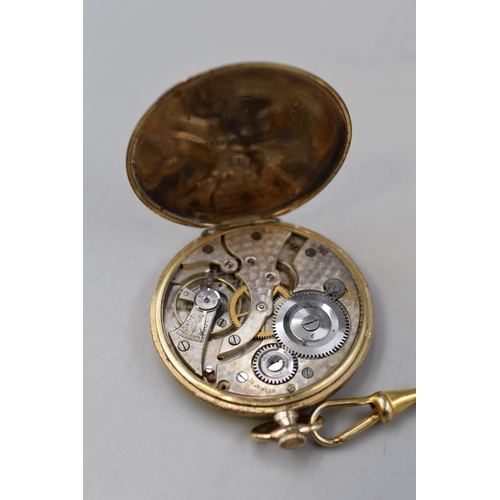 100 - Tempo rolled gold mechanical 15 jewelled pocket watch (working)