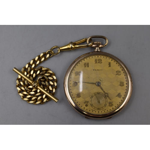 100 - Tempo rolled gold mechanical 15 jewelled pocket watch (working)