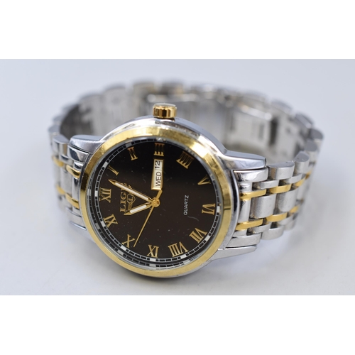 102 - A Lige Gents Day/Time Quartz Watch, Working