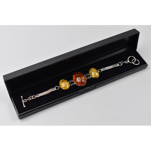 248 - Silver 925 Amber Stoned Bracelet Complete with Presentation Box