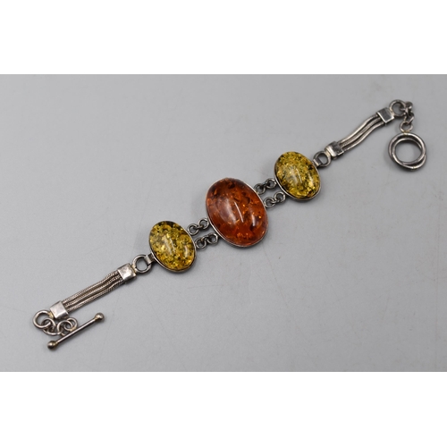 248 - Silver 925 Amber Stoned Bracelet Complete with Presentation Box