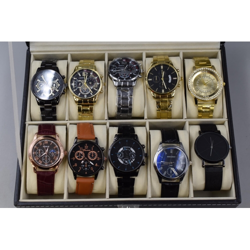 116 - 10 brand new Quartz watches completed in presentation box (all working)