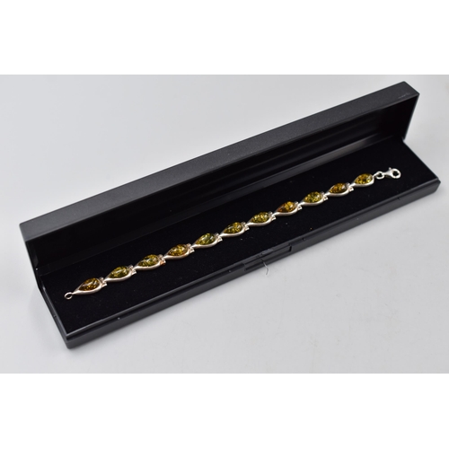 249 - Silver 925 Amber Stoned Bracelet Complete with Presentation Box