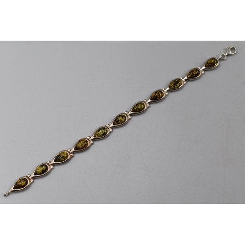 249 - Silver 925 Amber Stoned Bracelet Complete with Presentation Box